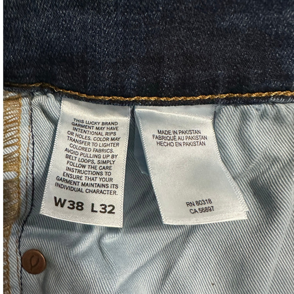 Lucky Brand 412 Athletic Slim Jean Men's 38 x 32 Blue Advanced Stretch Mid Rise - Picture 7 of 10